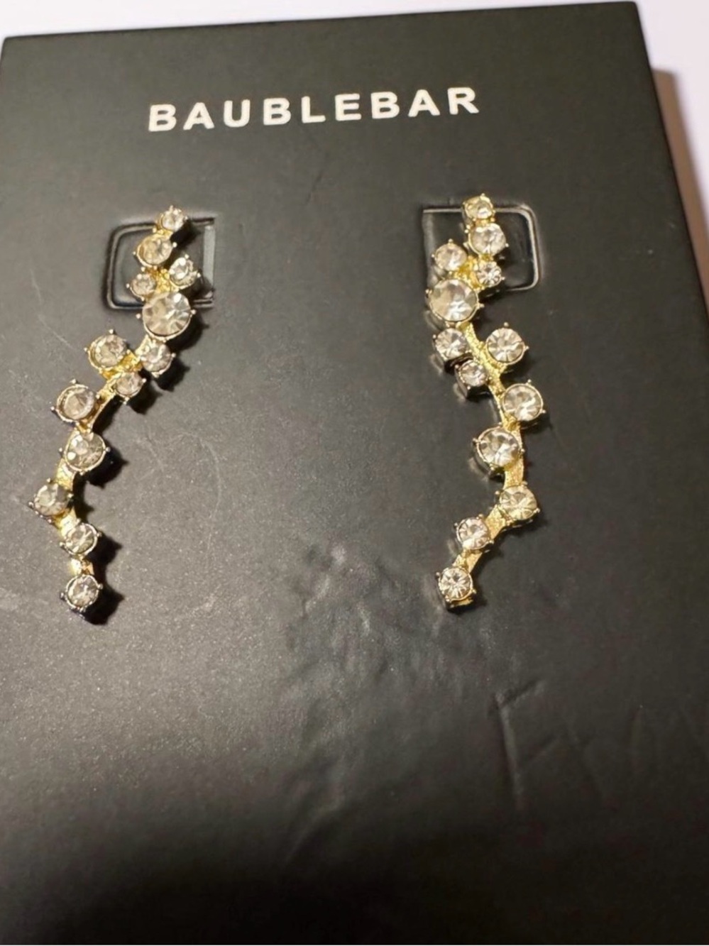 NWT BaubleBar Gold Crystal Ear Crawler Earrings